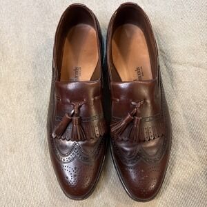 ALLEN EDMONDS Arlington Leather Dress Shoes Burgundy Kiltie Tassel Loafers 11 B